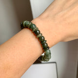 8.6mm A-Grade Natural Dark Green Jadeite Beaded Bracelet No.190169