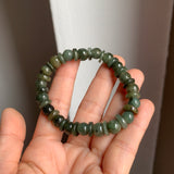 8.6mm A-Grade Natural Dark Green Jadeite Beaded Bracelet No.190169