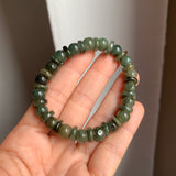 8.6mm A-Grade Natural Dark Green Jadeite Beaded Bracelet No.190169