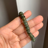 8.6mm A-Grade Natural Dark Green Jadeite Beaded Bracelet No.190169