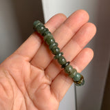 8.6mm A-Grade Natural Dark Green Jadeite Beaded Bracelet No.190169