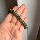 8.6mm A-Grade Natural Dark Green Jadeite Beaded Bracelet No.190169