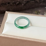 14.1mm Icy A-Grade Natural Blue Green Jadeite Slim Cut Ring Band No. 162569
