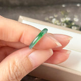 14.1mm Icy A-Grade Natural Blue Green Jadeite Slim Cut Ring Band No. 162569