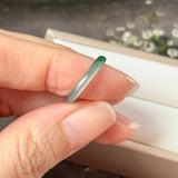 14.1mm Icy A-Grade Natural Blue Green Jadeite Slim Cut Ring Band No. 162569
