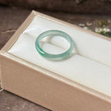 16.2mm Icy A-Grade Natural Blue Green Jadeite Slim Cut Ring Band No. 162570