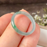 16.2mm Icy A-Grade Natural Blue Green Jadeite Slim Cut Ring Band No. 162570