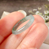 16.2mm Icy A-Grade Natural Blue Green Jadeite Slim Cut Ring Band No. 162570
