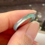 16.2mm Icy A-Grade Natural Blue Green Jadeite Slim Cut Ring Band No. 162570