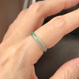 16.2mm Icy A-Grade Natural Blue Green Jadeite Slim Cut Ring Band No. 162570