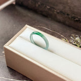 17.2mm Icy A-Grade Natural Blue Green Jadeite Slim Cut Ring Band No. 162571