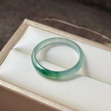17.2mm Icy A-Grade Natural Blue Green Jadeite Slim Cut Ring Band No. 162571