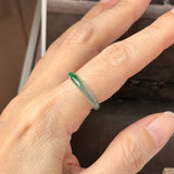17.2mm Icy A-Grade Natural Blue Green Jadeite Slim Cut Ring Band No. 162571