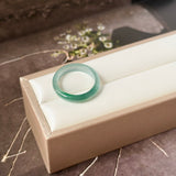 17.2mm Icy A-Grade Natural Blue Green Jadeite Slim Cut Ring Band No. 162572