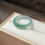 17.2mm Icy A-Grade Natural Blue Green Jadeite Slim Cut Ring Band No. 162572