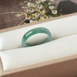 17.2mm Icy A-Grade Natural Blue Green Jadeite Slim Cut Ring Band No. 162572