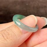 17.2mm Icy A-Grade Natural Blue Green Jadeite Slim Cut Ring Band No. 162572