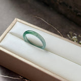 18.1mm Icy A-Grade Natural Blue Green Jadeite Slim Cut Ring Band No. 162573