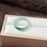 18.1mm Icy A-Grade Natural Blue Green Jadeite Slim Cut Ring Band No. 162573