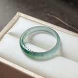 18.1mm Icy A-Grade Natural Blue Green Jadeite Slim Cut Ring Band No. 162573