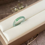 16.3mm Icy A-Grade Natural Blue Green Jadeite Slim Cut Ring Band No. 162574