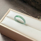 16.3mm Icy A-Grade Natural Blue Green Jadeite Slim Cut Ring Band No. 162574