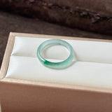 16.3mm Icy A-Grade Natural Blue Green Jadeite Slim Cut Ring Band No. 162574