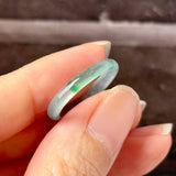 16.3mm Icy A-Grade Natural Blue Green Jadeite Slim Cut Ring Band No. 162574