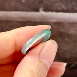 16.3mm Icy A-Grade Natural Blue Green Jadeite Slim Cut Ring Band No. 162574