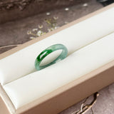 17.7mm Icy A-Grade Natural Blue Green Jadeite Slim Cut Ring Band No. 162575
