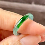 17.7mm Icy A-Grade Natural Blue Green Jadeite Slim Cut Ring Band No. 162575