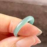17.7mm Icy A-Grade Natural Blue Green Jadeite Slim Cut Ring Band No. 162575