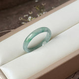 17.2mm Icy A-Grade Natural Blue Green Jadeite Slim Cut Ring Band No. 162576