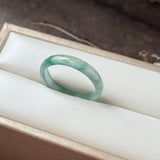 17.2mm Icy A-Grade Natural Blue Green Jadeite Slim Cut Ring Band No. 162576
