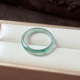 17.2mm Icy A-Grade Natural Blue Green Jadeite Slim Cut Ring Band No. 162576