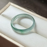 17.2mm Icy A-Grade Natural Blue Green Jadeite Slim Cut Ring Band No. 162576