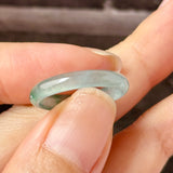 17.2mm Icy A-Grade Natural Blue Green Jadeite Slim Cut Ring Band No. 162576