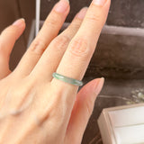 17.2mm Icy A-Grade Natural Blue Green Jadeite Slim Cut Ring Band No. 162576