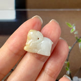A-Grade Natural Yellow White Jadeite Goat Pendant No.172864