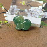 A-Grade Natural Greenish Blue Jadeite Goat Pendant No.172866