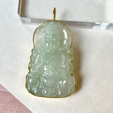 Setting balance A-Grade Natural Jadeite Goddess of Mercy Pendant No.600175