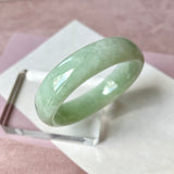 53.8mm A-Grade Natural Light Green Jadeite Modern Oval Bangle No. 152034