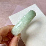 53.8mm A-Grade Natural Light Green Jadeite Modern Oval Bangle No. 152034