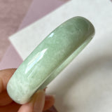53.8mm A-Grade Natural Light Green Jadeite Modern Oval Bangle No. 152034