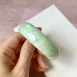 53.8mm A-Grade Natural Light Green Jadeite Modern Oval Bangle No. 152034