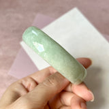 53.8mm A-Grade Natural Light Green Jadeite Modern Oval Bangle No. 152034