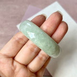 53.8mm A-Grade Natural Light Green Jadeite Modern Oval Bangle No. 152034