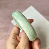 53.8mm A-Grade Natural Light Green Jadeite Modern Oval Bangle No. 152034