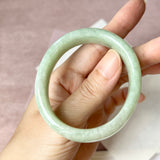 53.8mm A-Grade Natural Light Green Jadeite Modern Oval Bangle No. 152034