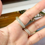 17.1mm A-Grade Natural Bluish Floral Yellow Jadeite Joseon Ring (Red Sakura Flower) No.162577